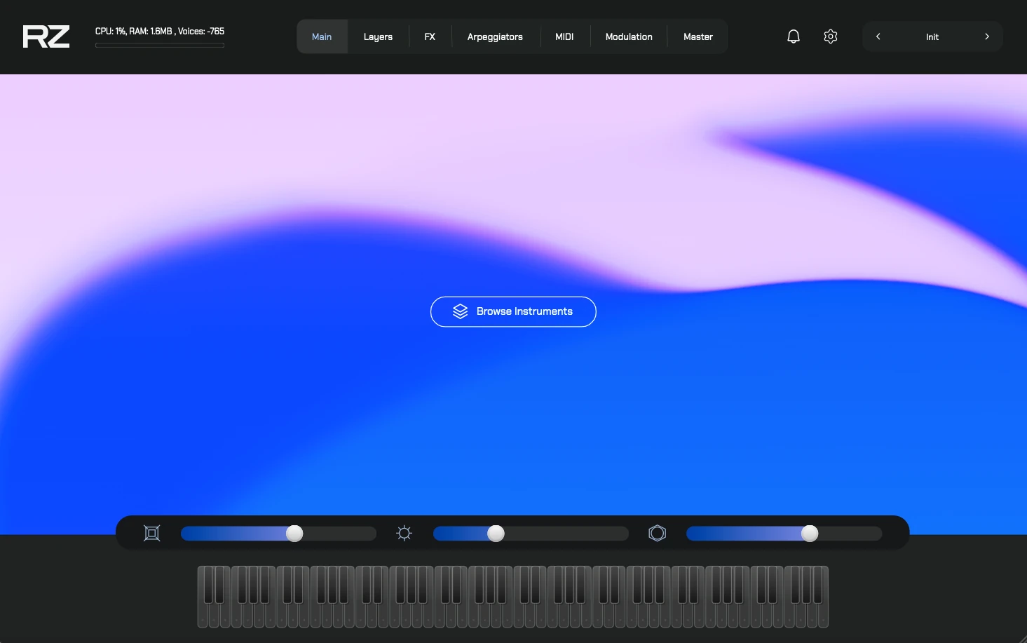 Interface principale du Raizes Player de Zak Sound avec ses six couches