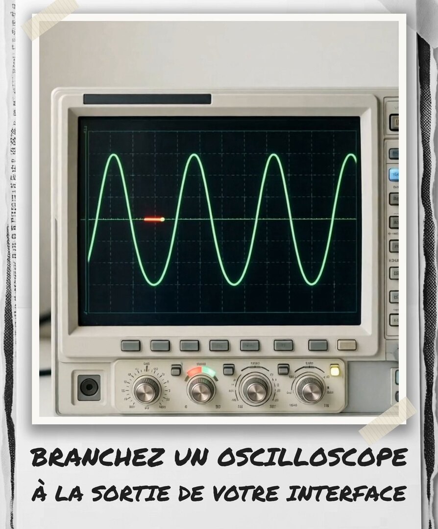 Un oscilloscope affichant une sinusoïde parfaitement lisse, tirage photo de la vidéo